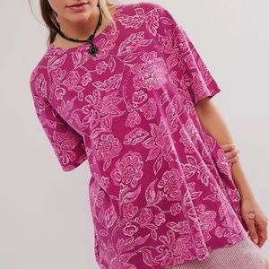 We the Free Pink Floral Nina Tee